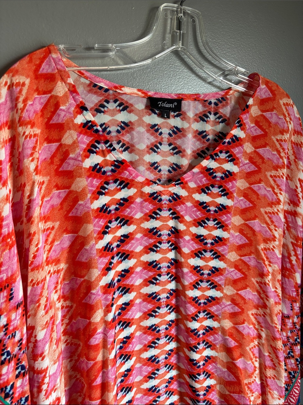 Tolani 100% silk top - kaftan style blouse * sz L * - Picture 2 of 8